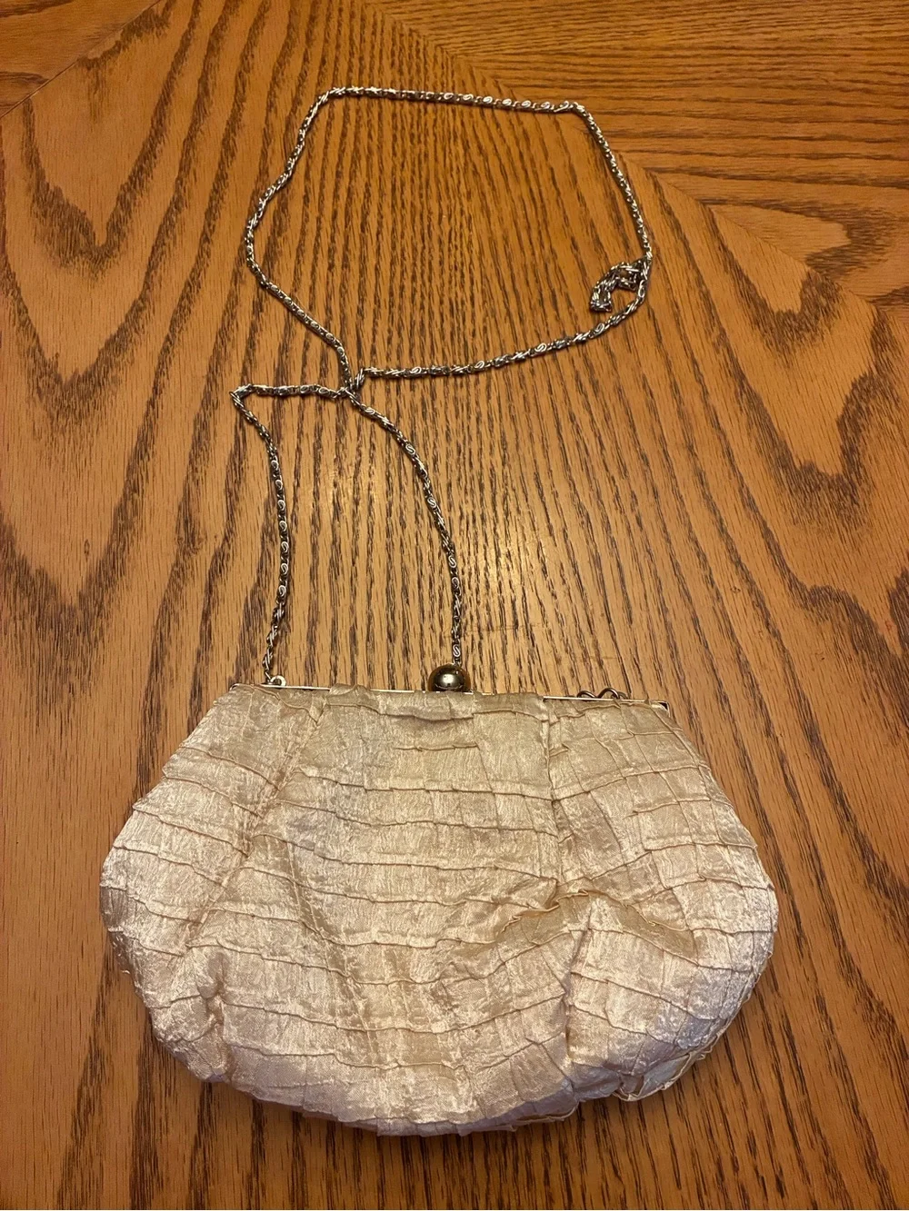 Anna Cecere Champagne Gold Retro Pleated Evening Clutch Bag Wedding Cocktail